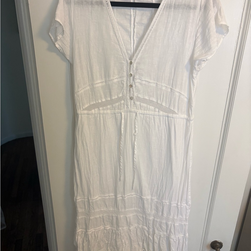 Rails White Linen Midi Dress